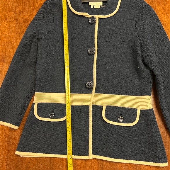 Kate Spade Mayson Wool Sweater Blazer in Midnight Navy and Cream Size 6 - Picture 7 of 8